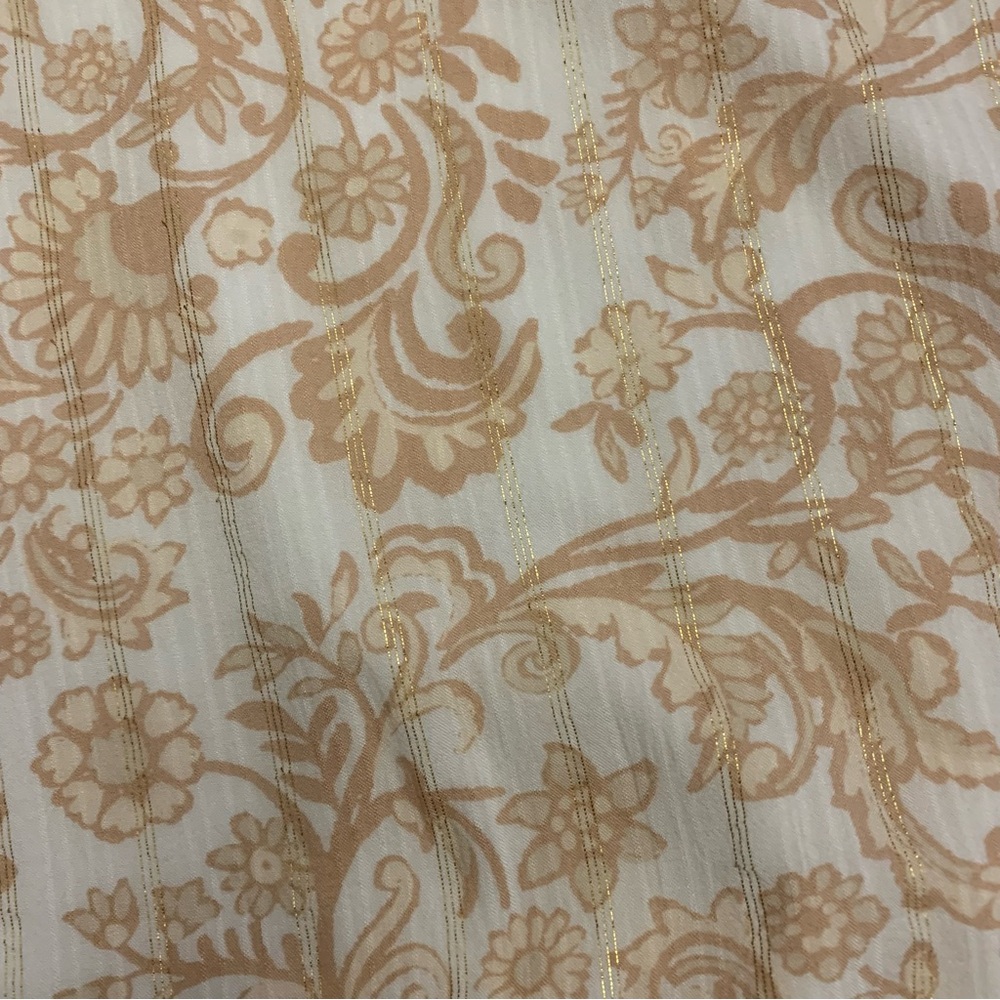 LOFT Shimmer Ruffle Sleeveless V-Neck Lined Shell with Tan Paisley Print - Picture 11 of 11